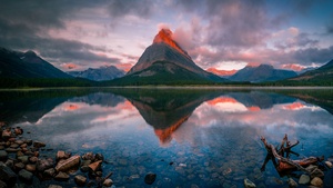 Sunrise, Reflection, Cloudy, Early Morning, Montana, United States, USA, 4K wallpaper