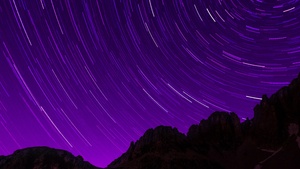 Star Trails, Purple sky, Timelapse, Night sky, Astronomy, Starry sky, Outer space, Night time, Alps mountains, Pattern, 4K wallpaper