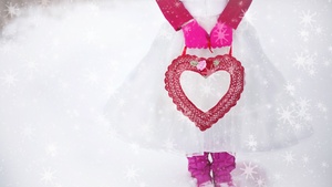 Valentine, Girl, Red heart, Love heart, Romantic, Valentines Day, Girly, Snow, Winter, February, 4K wallpaper