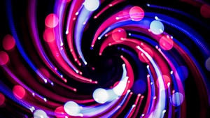 Lights Bokeh, Spiral, Long exposure, Black background, Pattern, 4K wallpaper