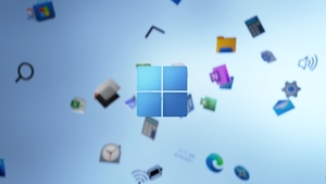 Windows 11, Stock, Official, Blue background, 4K wallpaper