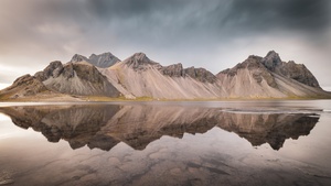 Mountain View, Landscape, Scenery, Mountain range, Body of Water, Reflection, Iceland, 4K wallpaper