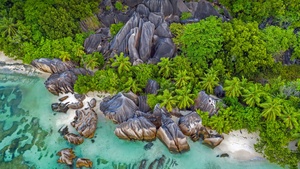 Beach, Seashore, Rocks, Aerial view, Drone photo, Landscape, 4K wallpaper