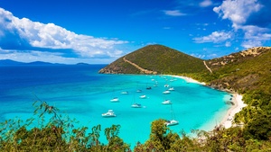 British Virgin Islands, Beach, Boats, Clouds, Turquoise water, Landscape, Tropical, Seascape, Beautiful, Scenic, Blue Sky, 4K wallpaper