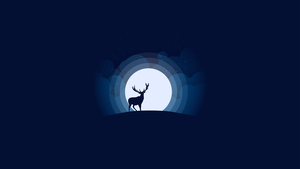 Deer, Illustration, Silhouette, Moon, Night, Minimal art, Dark background, Simple, 4K wallpaper