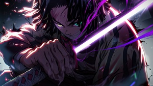 Tanjiro Kamado, Sword, Colorful anime, Demon Slayer: Kimetsu no Yaiba, 4K wallpaper