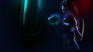 Boxer, Woman, Workout, Black background, Fitness, Fighter, Boxing, 4K wallpaper