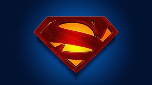 Superman, Logo, DC Superheroes, Blue background, 4K wallpaper