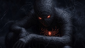 Spider-Man, Dark aesthetic, Hell, Glow in dark, 4K wallpaper