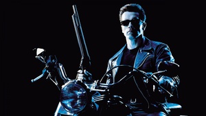 Terminator 2: Judgment Day, Arnold Schwarzenegger, Black background, AMOLED, 4K wallpaper
