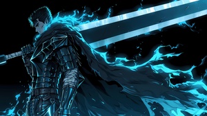 Berserk, Knight, Guts, Warrior, Dragon Slayer, Black background, Sword, 4K wallpaper