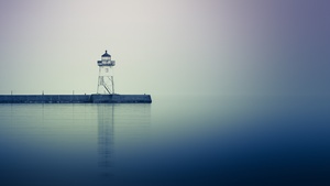 Grand Marais, Minnesota, Lighthouse, Reflection, Jetty, Harbor, Body of Water, 4K wallpaper