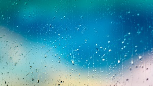 Water droplets, Glassy, Blue background, Closeup, Selective Focus, 4K wallpaper