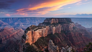 Grand Canyon, Rock formations, Landscape, Tourist attraction, Sunset, Scenery, 4K wallpaper