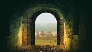 Serbia, Ancient architecture, Gate, Arch, Field, 4K wallpaper
