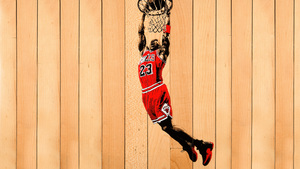 Michael Jordan, Wooden background, Basketball ring, Chicago Bulls, 4K wallpaper