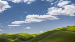 Landscape, Scenery, Green Fields, Clouds, Sunny day, 4K wallpaper