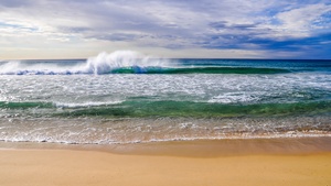 Ocean, Beach, Sand, Seascape, Horizon, Cloudy Sky, Landscape, Australia, 4K wallpaper