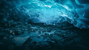 Frozen, Glacier, Underwater, Turquoise, Alaska, 4K wallpaper