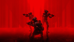 Soldiers, Operation, Red background, 4K wallpaper