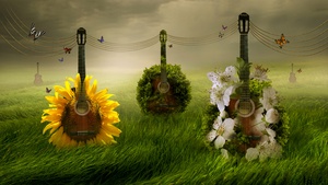 Green Grass, Foggy, Floral, Surreal, 4K wallpaper