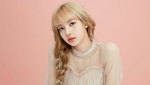 Lisa, Aesthetic, Blackpink, K-Pop singer, Beautiful, Peach background, Pastel orange, Pastel background, 4K wallpaper