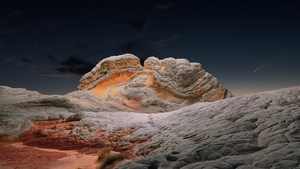 macOS Big Sur, Night sky, Stock, Sedimentary rocks, Evening, Starry sky, Sunset, iOS 14, Vermilion Cliffs, 4K wallpaper