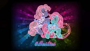 My Little Pony, Best friends, Neon art, Glitter background, Rainbow colors, Colorful background, 4K wallpaper
