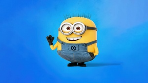 Minion, Smiling, Blue background, Despicable Me, 4K wallpaper