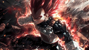 Vegeta, Super Saiyan God, Naruto, AI art, 4K wallpaper