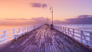 Australia, Sunrise, Seascape, Pink sky, Horizon, Pattern, Clouds, 4K wallpaper