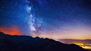 Milky Way, Starry sky, Astronomy, Night time, Outer space, Silhouette, Mountains, Landscape, Long exposure, Galaxy, 4K wallpaper