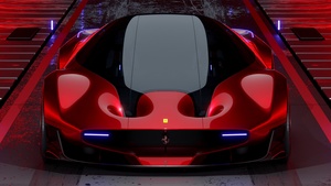 , Ultrawide, Red background, Red cars, Futuristic, 4K wallpaper