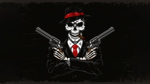 Skull, Mafia, Black background, 4K wallpaper