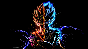 Son Goku, Vegeta, AMOLED, AI art, Black background, 4K wallpaper