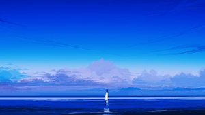 Alone, Panoramic, Beach, Lonely, Mood, Blue Sky, Horizon, Ultrawide, 4K wallpaper