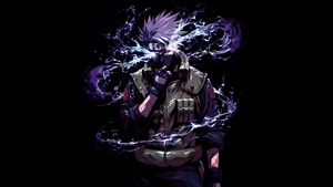 Kakashi Hatake, AI art, Naruto, AMOLED, Black background, 4K wallpaper