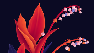 Lily flowers, Digital Art, Dark background, Vivid, Orange, Dark aesthetic, 4K wallpaper