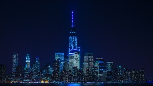 New York City, City Skyline, Cityscape, City lights, Dark background, Night time, Body of Water, Reflection, Skyscrapers, 4K wallpaper