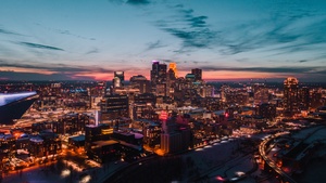 Minnesota, USA, Cityscape, City lights, Skyline, Aerial view, Dusk, Skyscrapers, 4K wallpaper