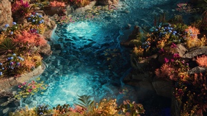 Paradise, Water Stream, Vibrant, Flora, Exotic, Dreamlike, Ethereal, Surreal, Clear water, 4K wallpaper