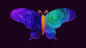 Butterfly, Colorful, Girly, Vivid, Dark background, Digital Art, Dark aesthetic, 4K wallpaper