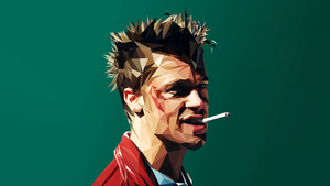 Brad Pitt, Fight Club, Low poly, Green background, Dope, 4K wallpaper