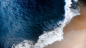 Coastal, Ocean Waves, Aerial view, Landscape, Seashore, Beach, 4K wallpaper