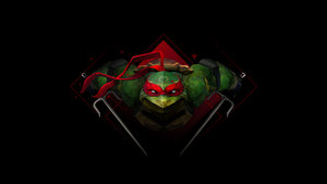 Raphael, TMNT, Low poly, Artwork, AMOLED, Black background, 4K wallpaper
