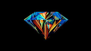 Diamond, Low poly, Colorful, Artwork, AMOLED, Black background, Simple, 4K wallpaper