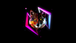 Wolf, Wild, Low poly, Artwork, AMOLED, Black background, Neon, Multicolor, 4K wallpaper