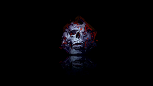 Skull, Low poly, Artwork, AMOLED, Black background, Simple, 4K wallpaper
