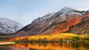 macOS High Sierra, Mountains, Stock, Landscape, Foggy, Autumn, Scenery, 4K wallpaper