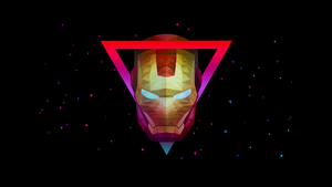 Iron Man, Geometric, Marvel Superheroes, AMOLED, Low poly, Artwork, Black background, 4K wallpaper